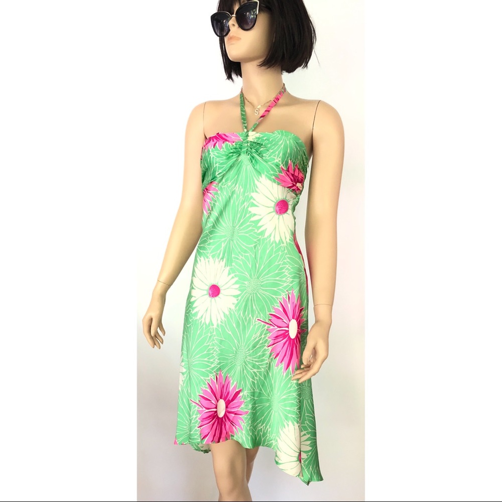 Silk strapless dress size 4 slip dress floral halter Evening/Party, Wedding,